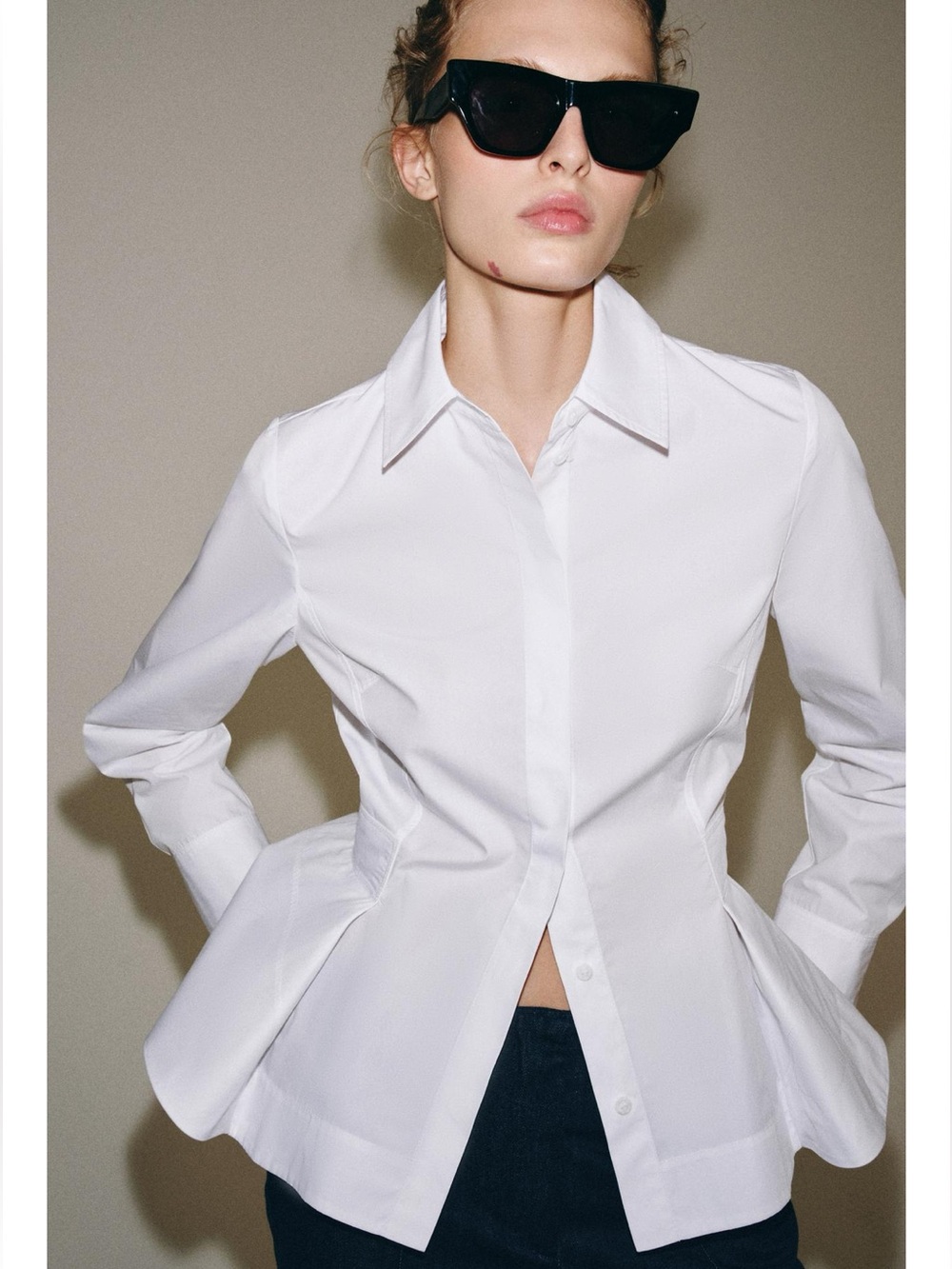 ZARA ZW COLLECTION PEPLUM POPLIN SHIRT